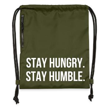 STAY HUNGRY. STAY HUMBLE. | Greyline Official - Gymsac made from recycled material - military green - Front