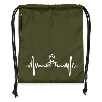 Tiermedizin Herzschlag - Turnbeutel aus Recycling-Material - military Green - Vorne