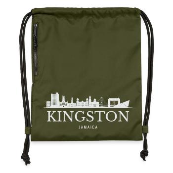 Kingston Skyline, Kingston Jamaïque - Sac à cordon en polyester recyclé - military green - Devant