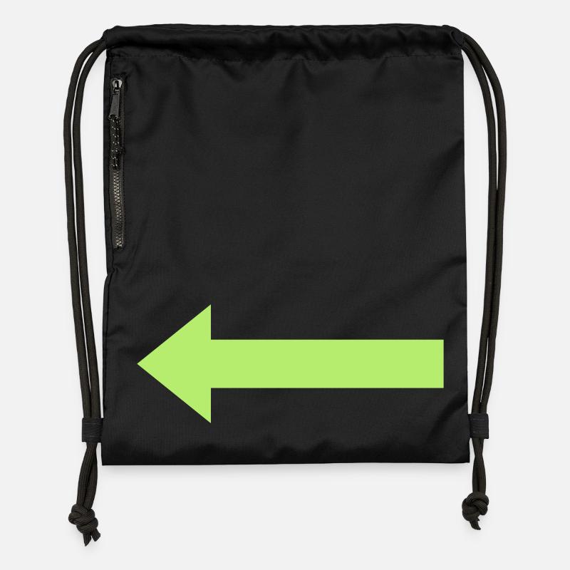 Flèche verte vers la gauche - Sac à cordon en polyester recyclé - noir