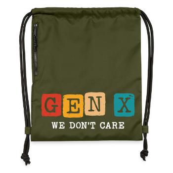 gen x we don't care - Turnbeutel aus Recycling-Material - military Green - Vorne