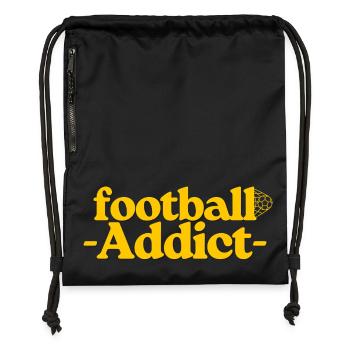 Football Addict Typographie Jaune - Sac à cordon en polyester recyclé - noir - Devant