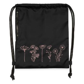 Minimalist Wildflower, Boho Floral Line Art  - Turnbeutel aus Recycling-Material - Schwarz - Vorne