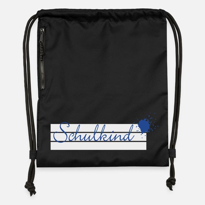 Écolier - tache d’encre bleue sur les lignes d’écriture - Sac à cordon en polyester recyclé - noir
