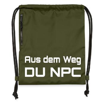 Out of the way, you NPC - Gymsac made from recycled material - military green - Front
