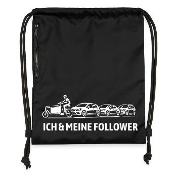 Ich und meine Follower - Lastenrad - Stau - Turnbeutel aus Recycling-Material - military Green - Vorne