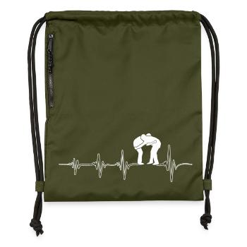 Mein Herz schlägt fürs  schwingen Schwingersport - Turnbeutel aus Recycling-Material - military Green - Vorne