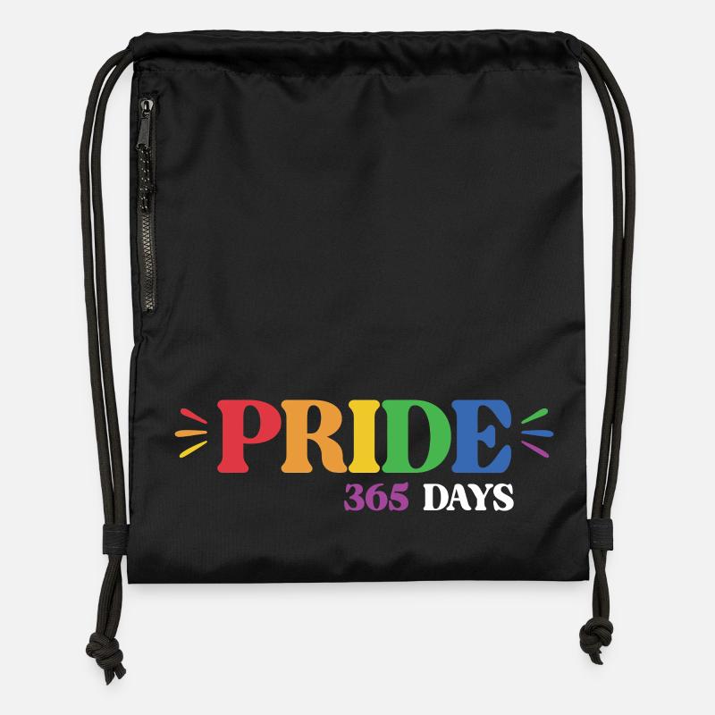 Mois de la Fierté LGBT - Fierté 365 - Sac à cordon en polyester recyclé - noir