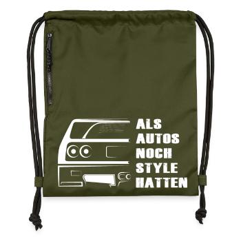 cars style f40 oldtimer symbol sportscars car - Gymsac made from recycled material - military green - Front