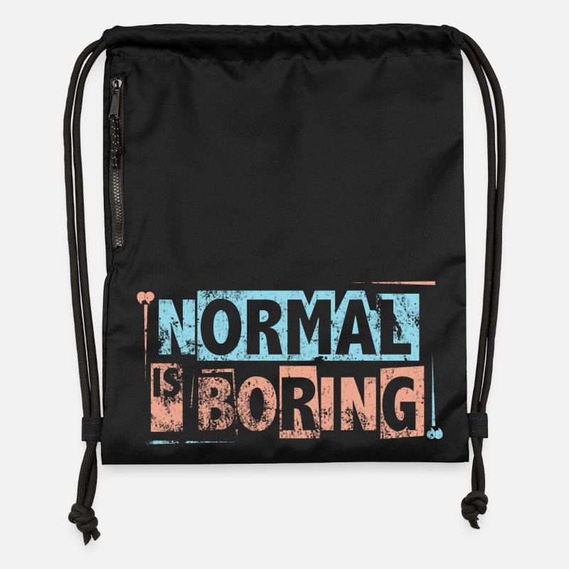 Normal is Boring - Pièces de puzzle de sensibilisation à l’autisme - Sac à cordon en polyester recyclé - noir