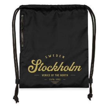 Stockholm Vintage Gold Logo - Turnbeutel aus Recycling-Material - Schwarz - Vorne