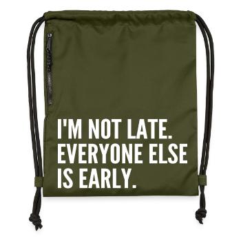 I'm not late, the others are ahead - Gymsac made from recycled material - military green - Front