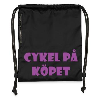 Bicycle in the Bargain – Text Design - Gymsac made from recycled material - black - Front