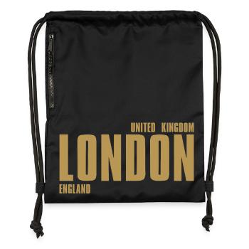 Londoner Goldschrift - Turnbeutel aus Recycling-Material - Schwarz - Vorne