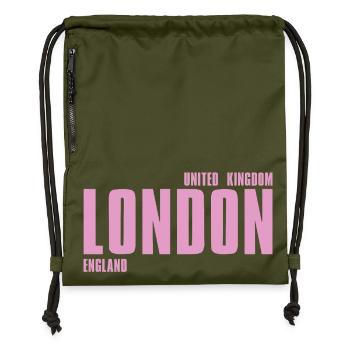 London Pink Bold Typography - Gymsac made from recycled material - military green - Front