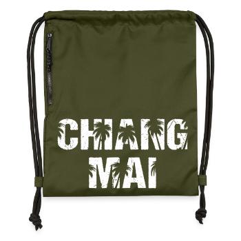 Chiang Mai Thailand Palm Trees - Gymsac made from recycled material - military green - Front