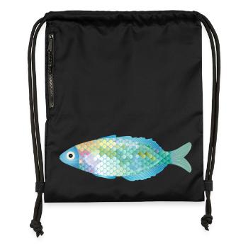 Der farbenfrohe Fisch erstrahlt in zarten Farben - Turnbeutel aus Recycling-Material - Schwarz - Vorne