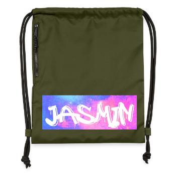 Jasmin Name Gift Gift Idea Galaxy - Gymsac made from recycled material - military green - Front
