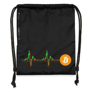 Bitcoin Chart Pattern - Gymsac made from recycled material - black - Front
