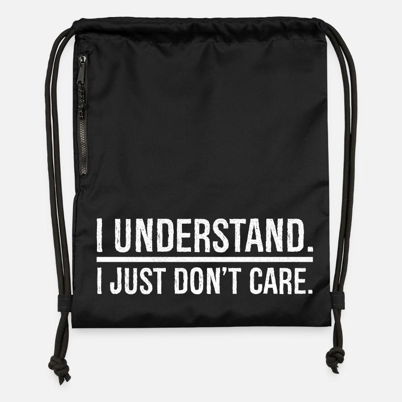 Je comprends, je m’en fiche - Sac à cordon en polyester recyclé - noir