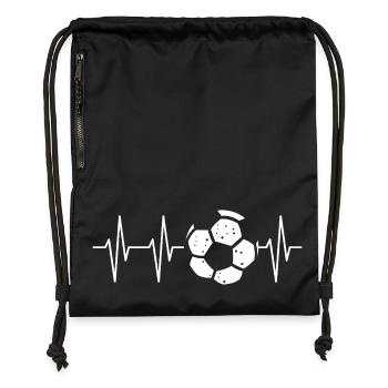Conception de la ligne de battement de cœur de football - Sac à cordon en polyester recyclé - noir - Devant