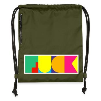 Mot en f drôle de pop art - Sac à cordon en polyester recyclé - military green - Devant