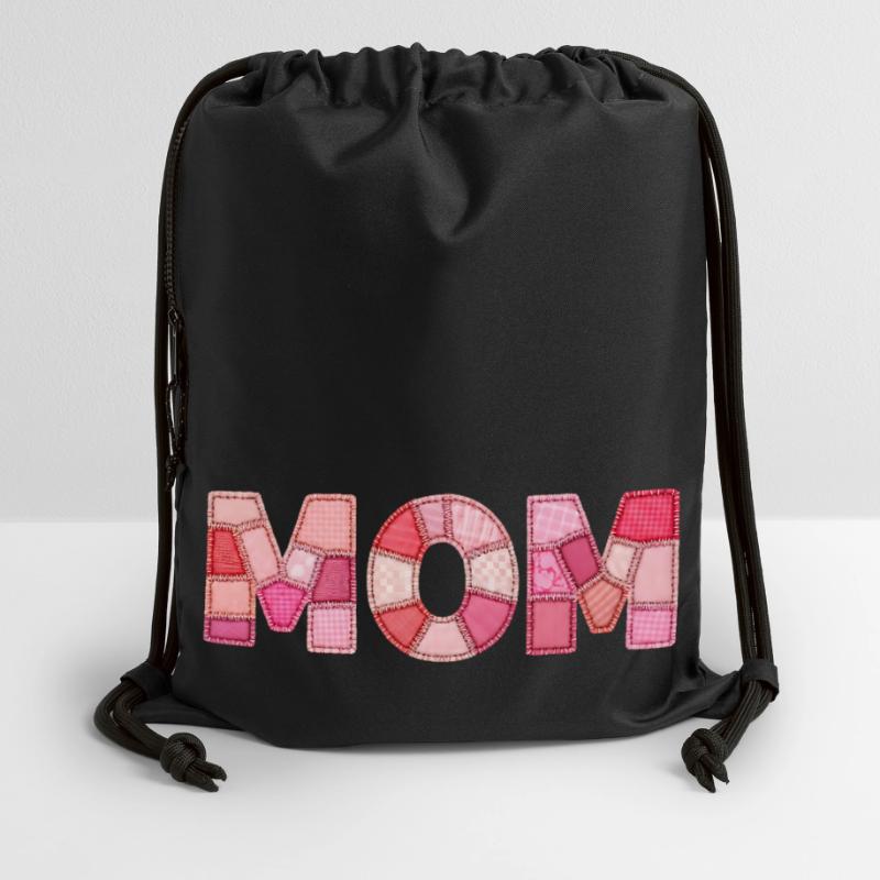 DIY Patchwork Style Mom Typography Mom Gymsac made from recycled material