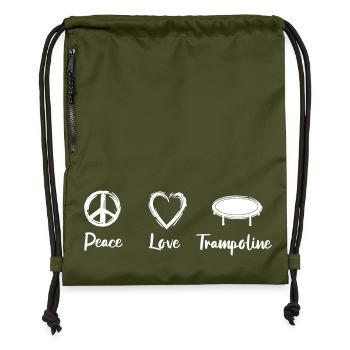 Peace Love Trampoline - Turnbeutel aus Recycling-Material - military Green - Vorne