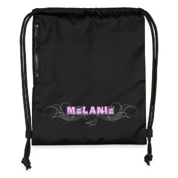 MELANIE lettering with decorative lines - Gymsac made from recycled material - military green - Front