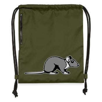 Rat Side Profile Cute Funny Rodent Animal Comic - Gymsac made from recycled material - military green - Front