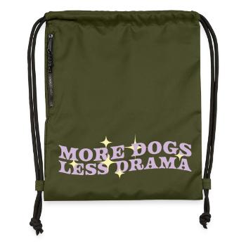 Mehr Hunde, weniger Drama - Turnbeutel aus Recycling-Material - military Green - Vorne
