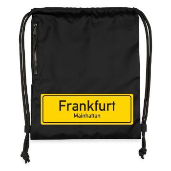 Enseigne de nom de lieu de Francfort Allemagne - Sac à cordon en polyester recyclé - noir - Devant