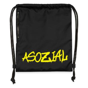 Asozial - Malle & Party-Spruch - Turnbeutel aus Recycling-Material - Schwarz - Vorne