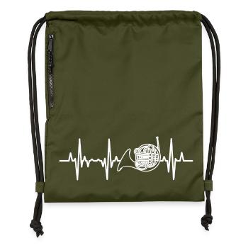 French horn palpitations - Gymsac made from recycled material - military green - Front