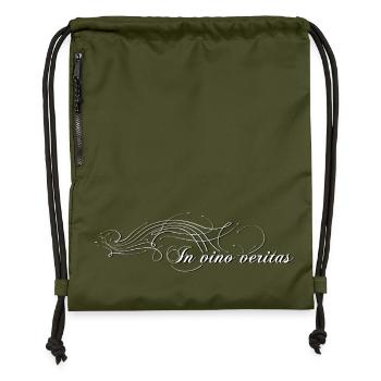In vino veritas - In wine lies the truth - Gymsac made from recycled material - military green - Front