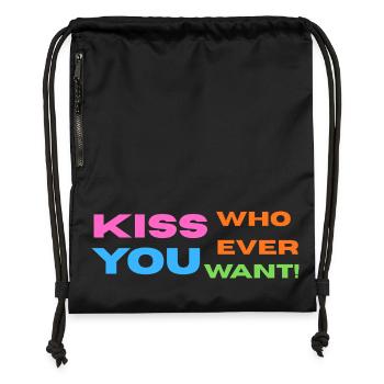 Pride / CSD / LGBTQ+ Design "Kiss" - Turnbeutel aus Recycling-Material - Schwarz - Vorne