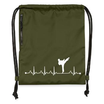 Karate Heartbeat ECG Pulse Martial Arts Fighter  - Gymsac made from recycled material - military green - Front