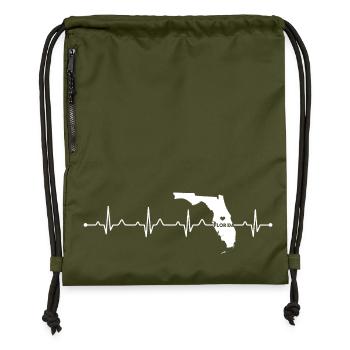 Minimalist Florida Heart Souvenir Sunshine State - Gymsac made from recycled material - military green - Front