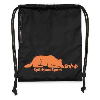 SHS Logo terrakotta - Turnbeutel aus Recycling-Material - Schwarz - Vorne