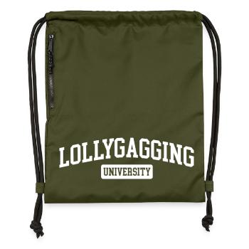 Dawdling at the university, procrastination, jostling - Gymsac made from recycled material - military green - Front