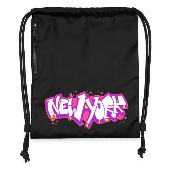 New York Horizontal Graffiti 2 - Gymsac made from recycled material - black - Front