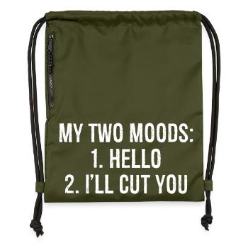 my two moods funny shirt - Gymsac made from recycled material - military green - Front