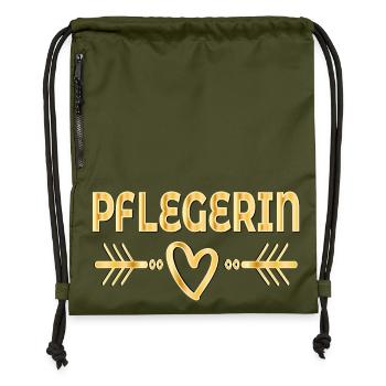 Herz Danke Pflegerin - Turnbeutel aus Recycling-Material - military Green - Vorne