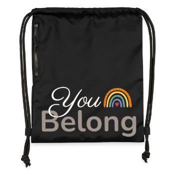 You Belong Rainbow Heart Design - Gymsac made from recycled material - black - Front