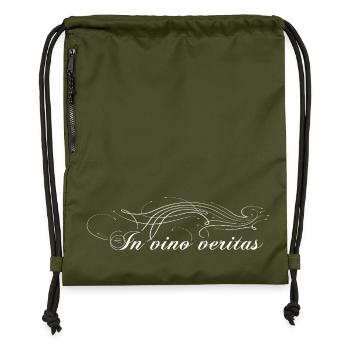 In vino veritas Pliny In wine lies the truth - Gymsac made from recycled material - military green - Front