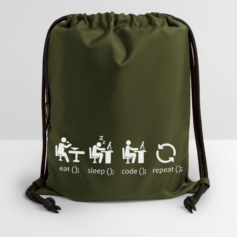 Eat Sleep Code Repeat - Funny Software Engineer Gymsac made from recycled material