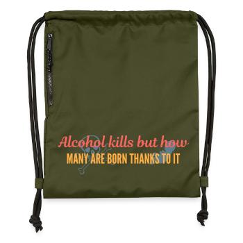 Alcohol and Births Impact - Gymsac made from recycled material - military green - Front