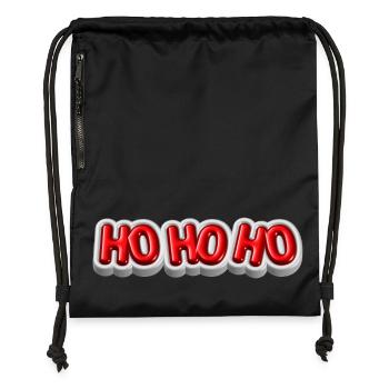 Ho Ho Ho – Conception 3D de Noël festive - Sac à cordon en polyester recyclé - noir - Devant