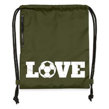 LOVE Football | Love Soccer - Gymsac made from recycled material - military green - Front