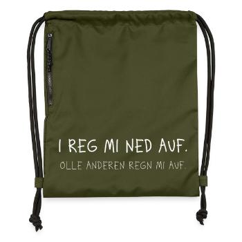 I reg mi ned on dialect funny saying - Gymsac made from recycled material - military green - Front